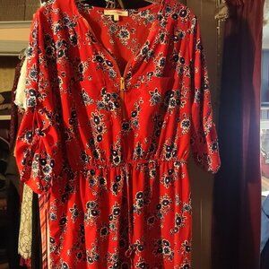 Women's Lg, red, above the knee sundress, flowy